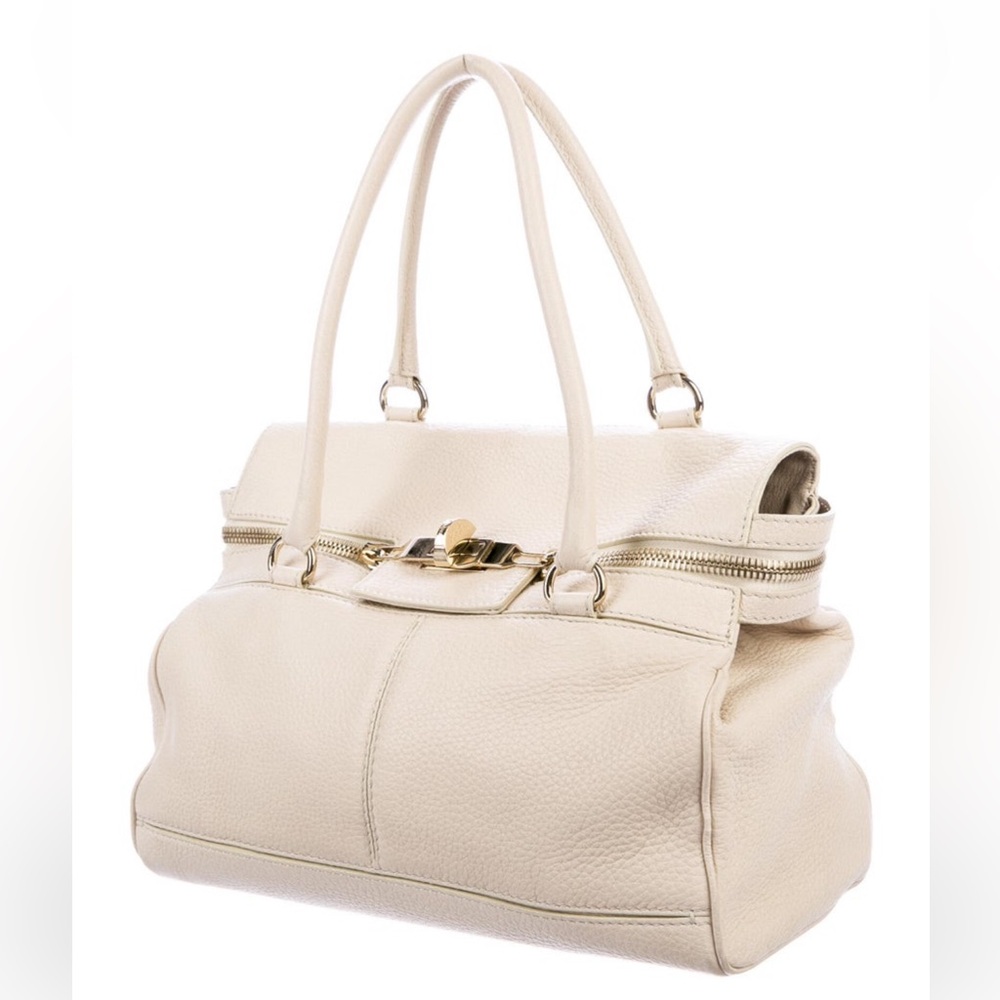 Max Mara Neutral Leather Top Handle Bag | Gold Hardware | Made in Italy - Picture 6 of 16